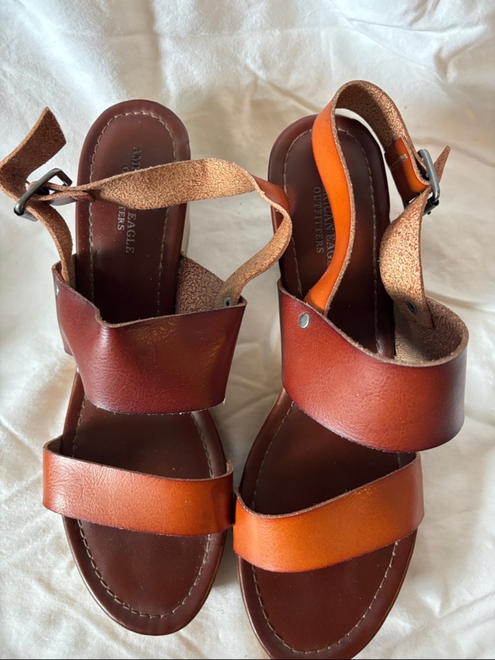 American Eagle Outfitters Leather Strappy Sandals in Brown and Tan